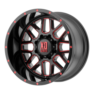 20x9 6x135 XD Series Offroad Wheels XD820 Grenade Satin  Black Milled With Red Clear Coat 18 offset 87.1 hub