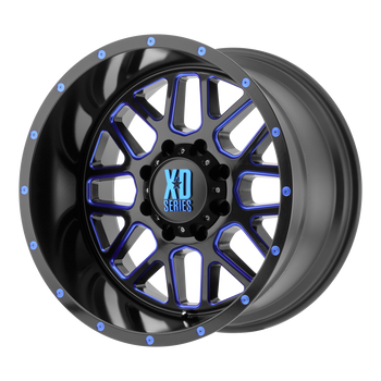 20x12 8x165.1 XD Series Offroad Wheels XD820 Grenade Satin  Black Milled With Blue Clear Coat -44 offset 125.5 hub