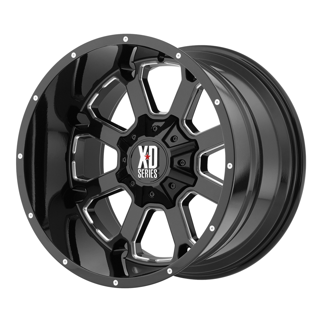 20x10 5x127/5x135 XD Series Offroad Wheels XD825 Buck 25 Gloss Black Milled -24 offset 87.1 hub