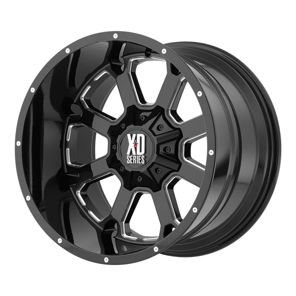 20x10 8x165.1 XD Series Offroad Wheels XD825 Buck 25 Gloss Black Milled -24 offset 125.5 hub