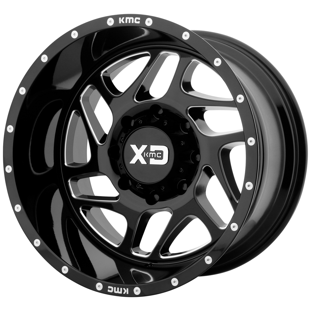 20x12 6x139.7 XD Series Offroad Wheels XD836 Fury Gloss Black Milled -44 offset 106.25 hub