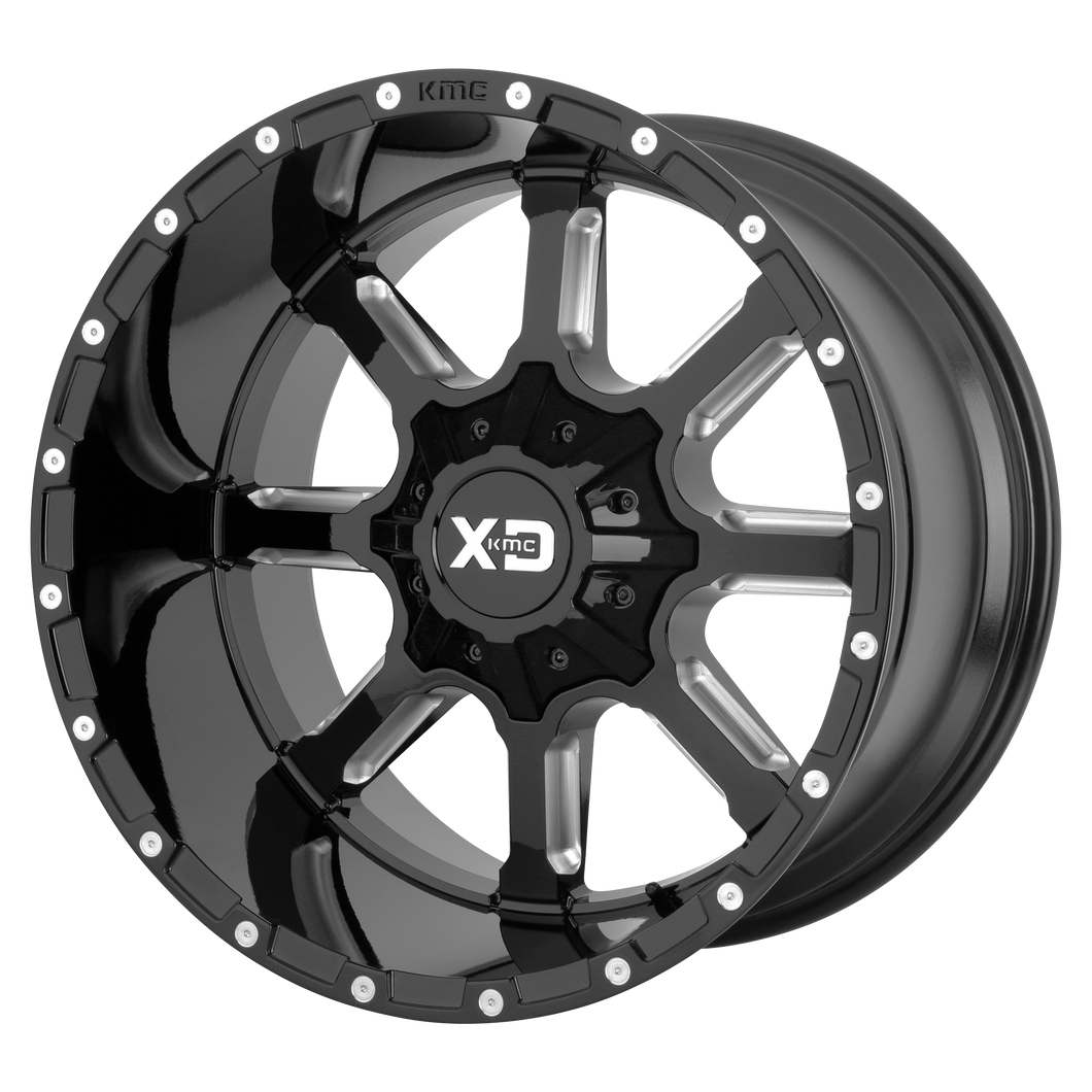 20x9 5x127/5x139.7 XD Series Offroad Wheels XD838 Mammoth Gloss Black Milled 18 offset 78.3 hub