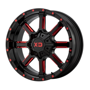 20x9 8x165.1 XD Series Offroad Wheels XD838 Mammoth Gloss Black Milled With Red Tint Clear Coat 18 offset 125.5 hub