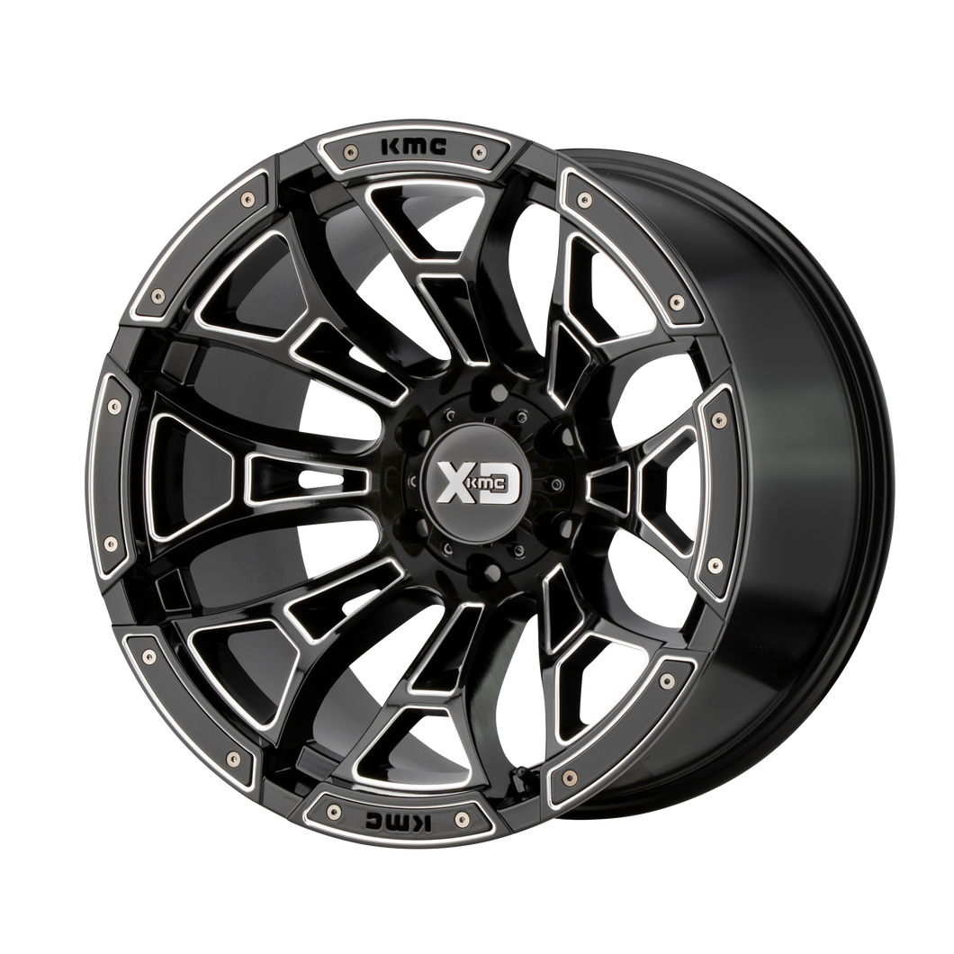 18x10 8x170 XD Series Offroad Wheels XD841 Boneyard Gloss Black Milled -18 offset 125.5 hub