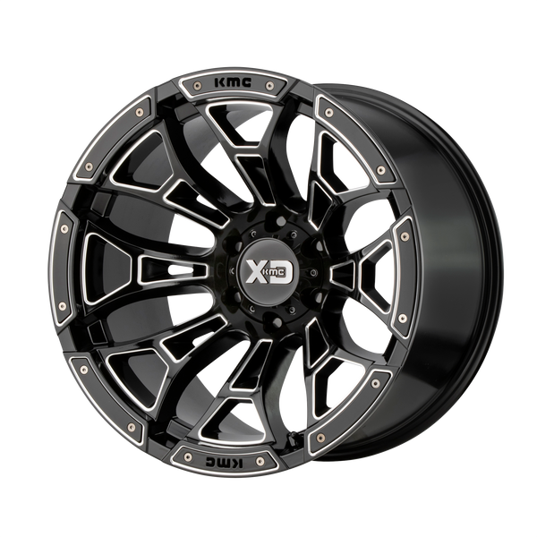 20x10 5x127 XD Series Offroad Wheels XD841 Boneyard Gloss Black Milled -18 offset 71.5 hub