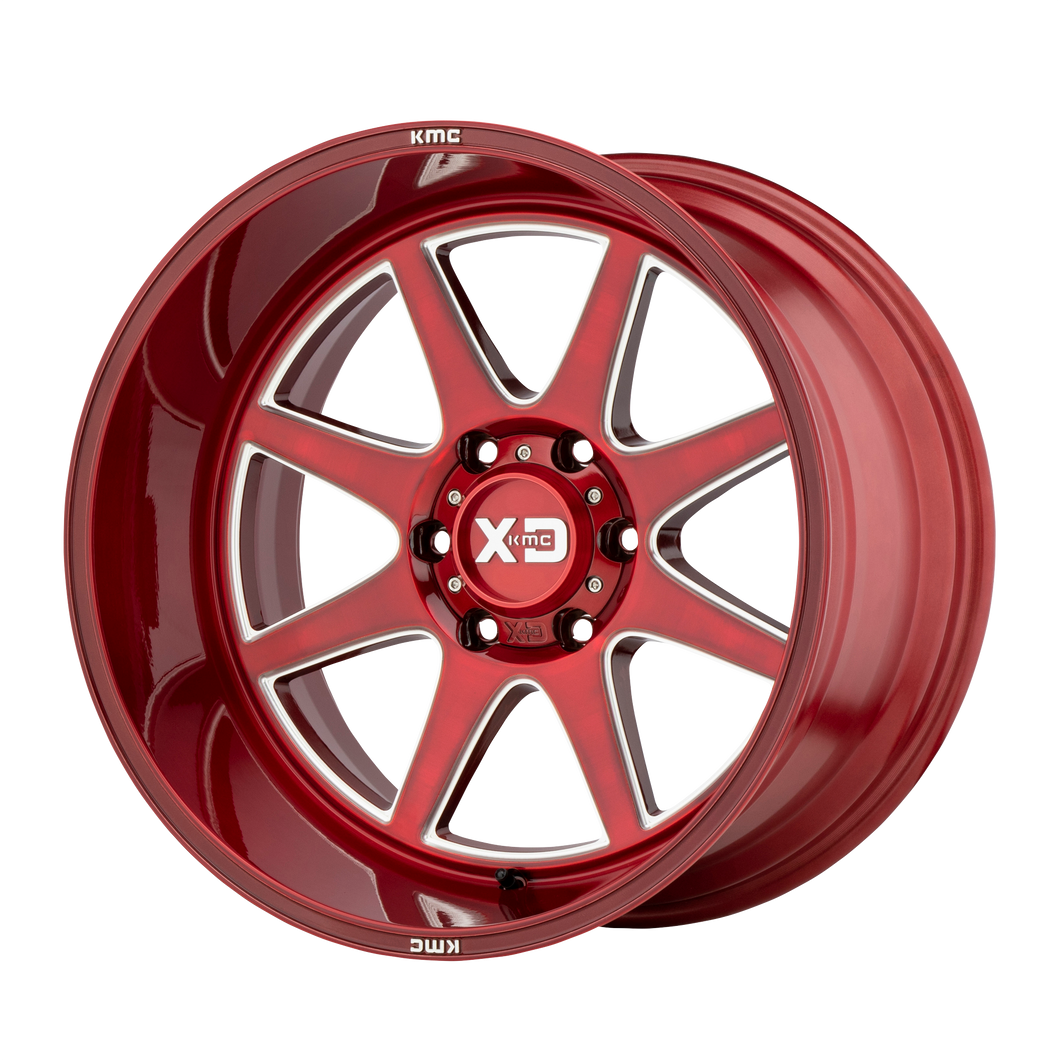 20x10 8x180 XD Series Offroad Wheels XD844 Pike Brushed Red With Milled Accent -18 offset 124.2 hub