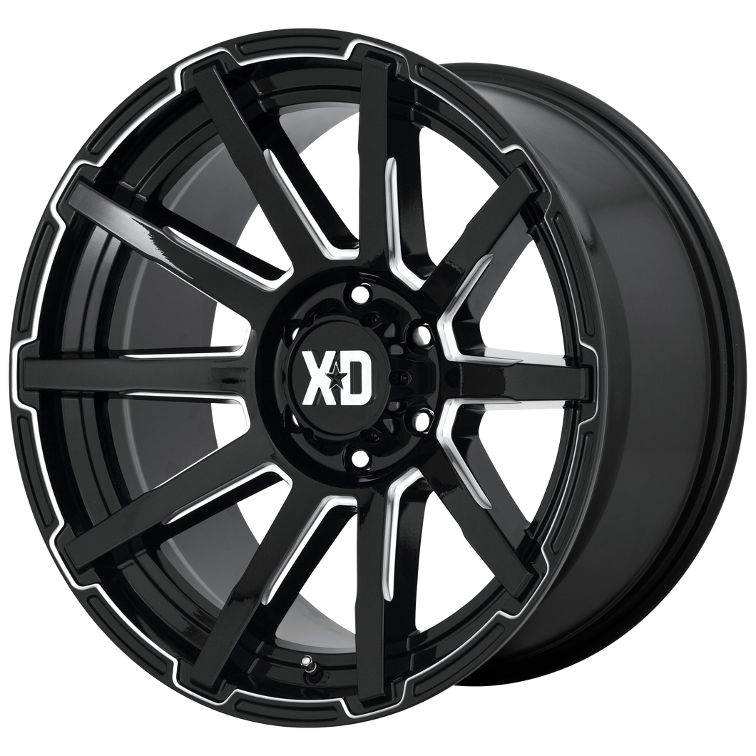 18x9 8x170 XD Series Offroad Wheels XD847 Outbreak Gloss Black Milled 0 offset 125.1 hub