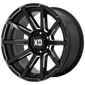 18x9 5x139.7 XD Series Offroad Wheels XD847 Outbreak Gloss Black Milled 12 offset 78.1 hub