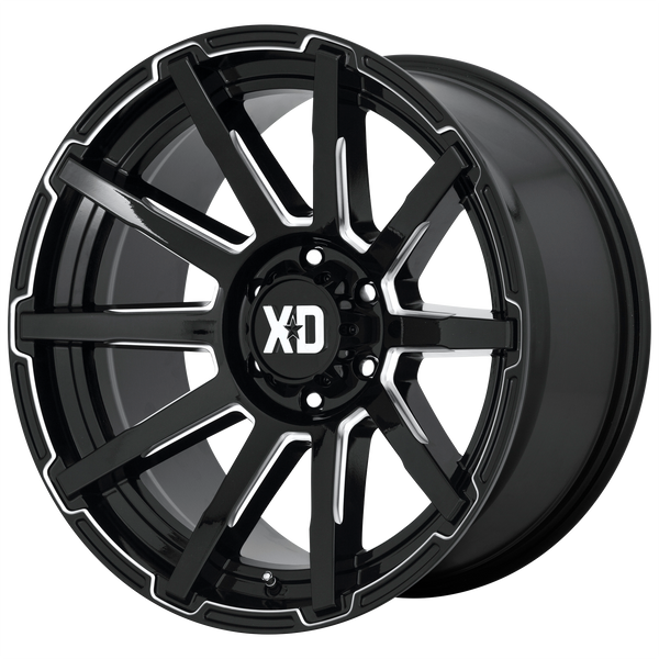 18x9 5x139.7 XD Series Offroad Wheels XD847 Outbreak Gloss Black Milled 12 offset 78.1 hub