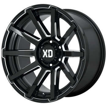 20x10 8x170 XD Series Offroad Wheels XD847 Outbreak Gloss Black Milled -18 offset 125.5 hub