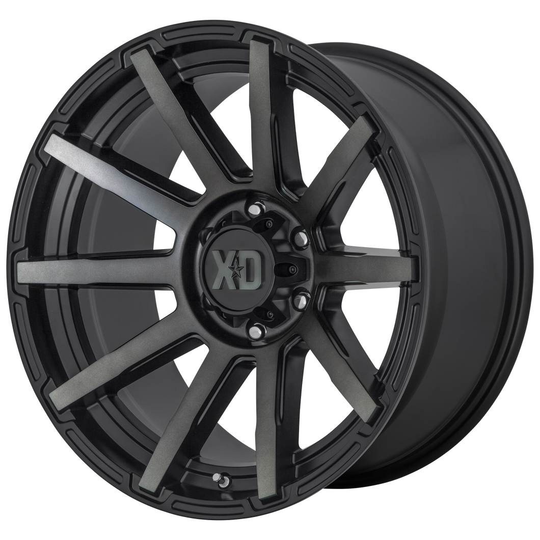 18x9 8x170 XD Series Offroad Wheels XD847 Outbreak Satin Black With Gray Tint 12 offset 125.1 hub