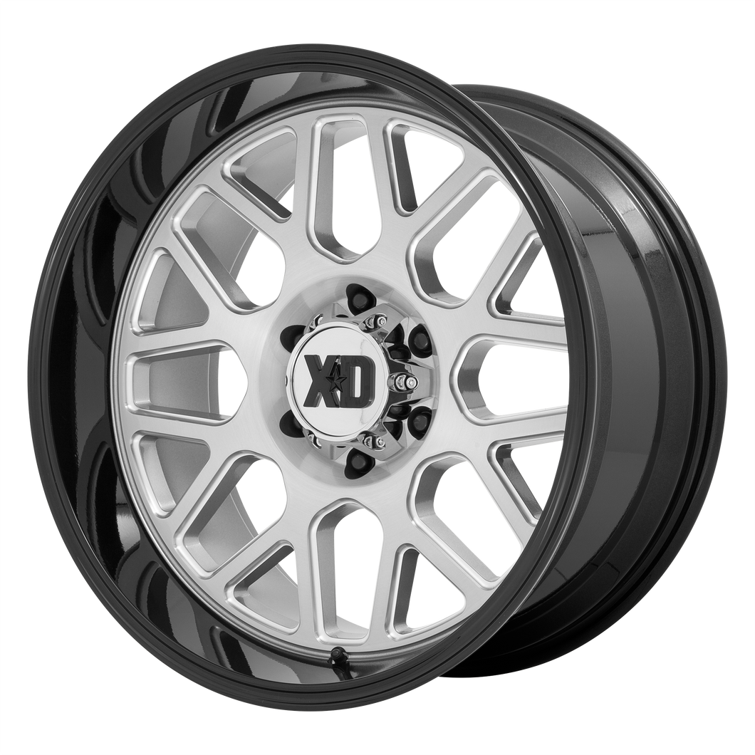 24x12 8x170 XD Series Offroad Wheels XD849 Grenade 2 Brushed Milled With Gloss Black Lip -44 offset 125.5 hub