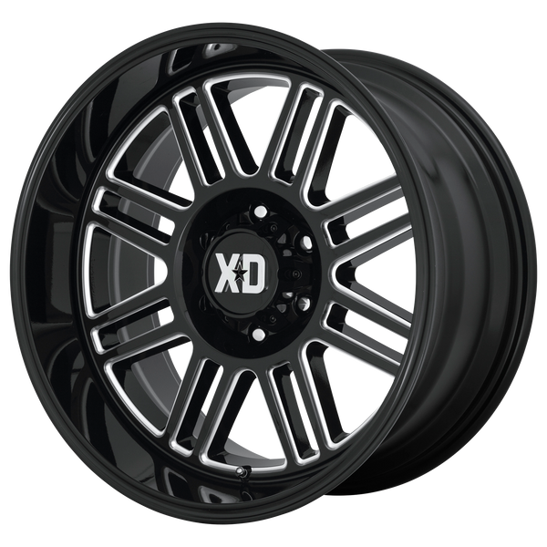 22x10 5x127 XD Series Offroad Wheels XD850 Cage Gloss Black Milled -18 offset 71.5 hub