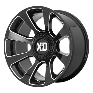 20x9 6x135/6x139.7 XD Series Offroad Wheels XD854 Reactor Gloss Black Milled 0 offset 106.1 hub