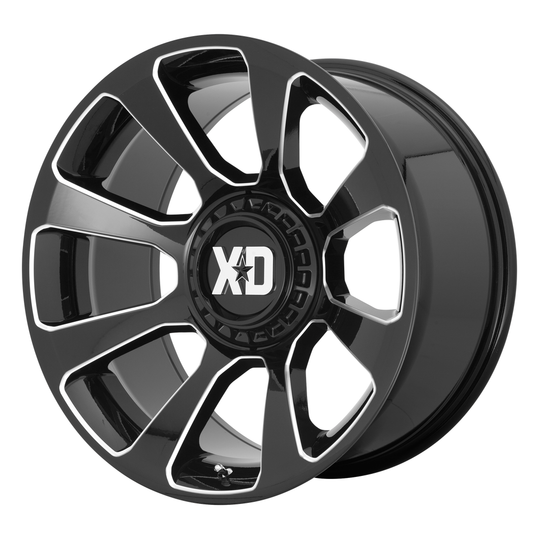 20x9 5x127/5x139.7 XD Series Offroad Wheels XD854 Reactor Gloss Black Milled 0 offset 78.1 hub