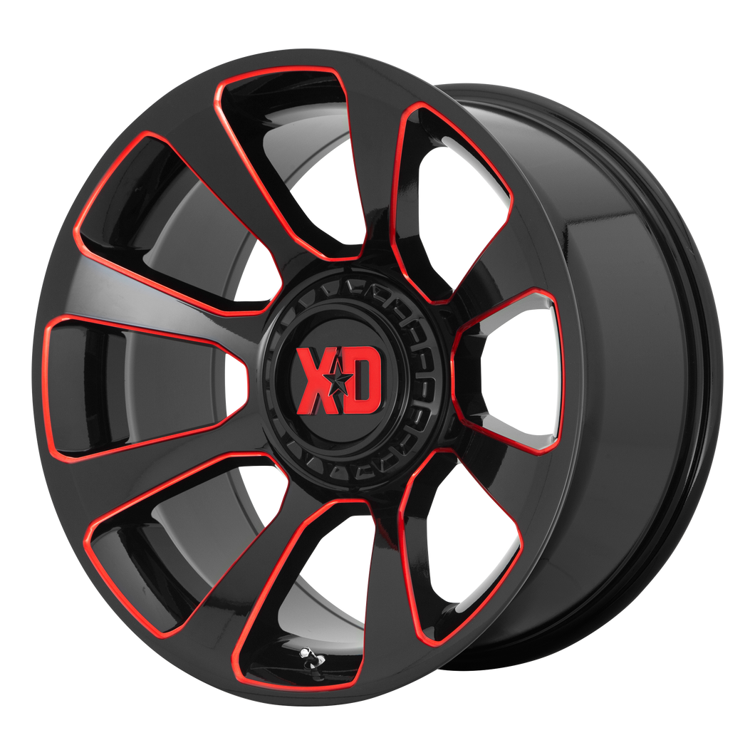 20x9 BLANK XD Series Offroad Wheels XD854 Reactor Gloss Black Milled With Red Tint 18 offset 78.1 hub