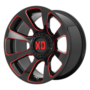 20x9 5x139.7/5x150 XD Series Offroad Wheels XD854 Reactor Gloss Black Milled With Red Tint 18 offset 110.1 hub