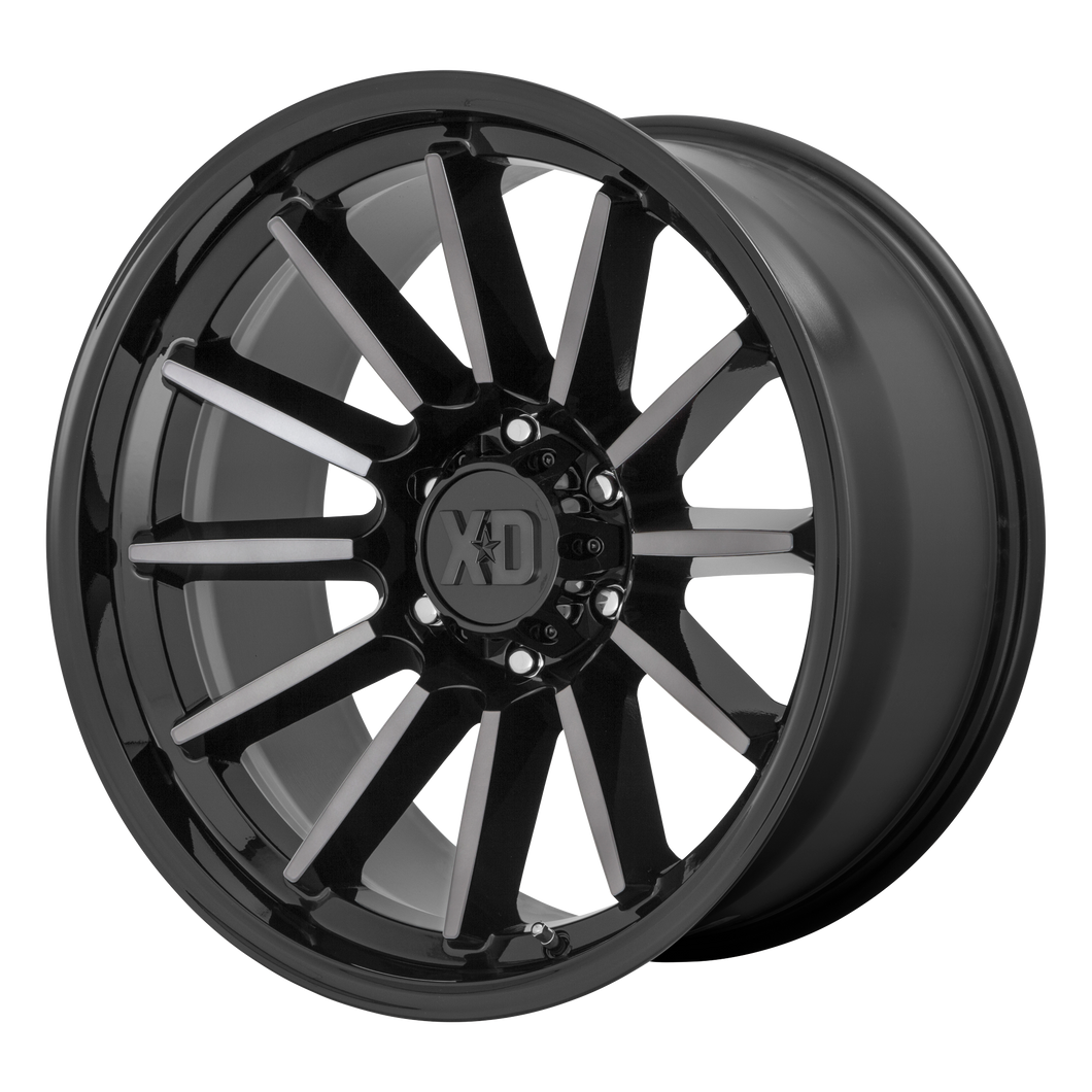 17x9 5x127 XD Series Offroad Wheels XD855 Luxe Gloss Black Machined With Gray Tint 0 offset 71.5 hub