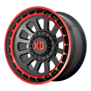 17x9 5x127/5x139.7 XD Series Offroad Wheels XD856 Omega Satin Black Machined Lip With Red Tint -12 offset 78.1 hub