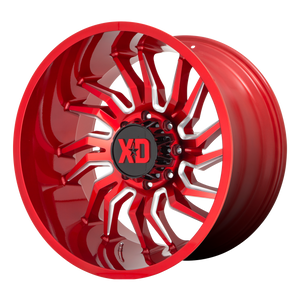 22x12 8x165.1 XD Series Offroad Wheels XD858 Tension Candy Red Milled -44 offset 125.1 hub