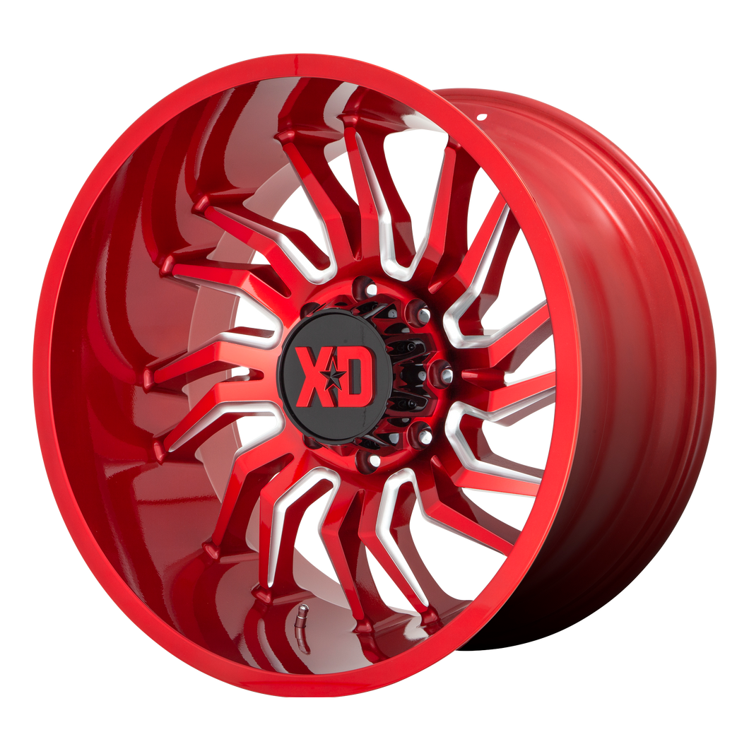 22x10 8x165.1 XD Series Offroad Wheels XD858 Tension Candy Red Milled -18 offset 125.1 hub