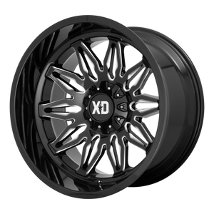 22x12 5x127/5x139.7 XD Series Offroad Wheels XD859 Gunner Gloss Black Milled -44 offset 78.1 hub