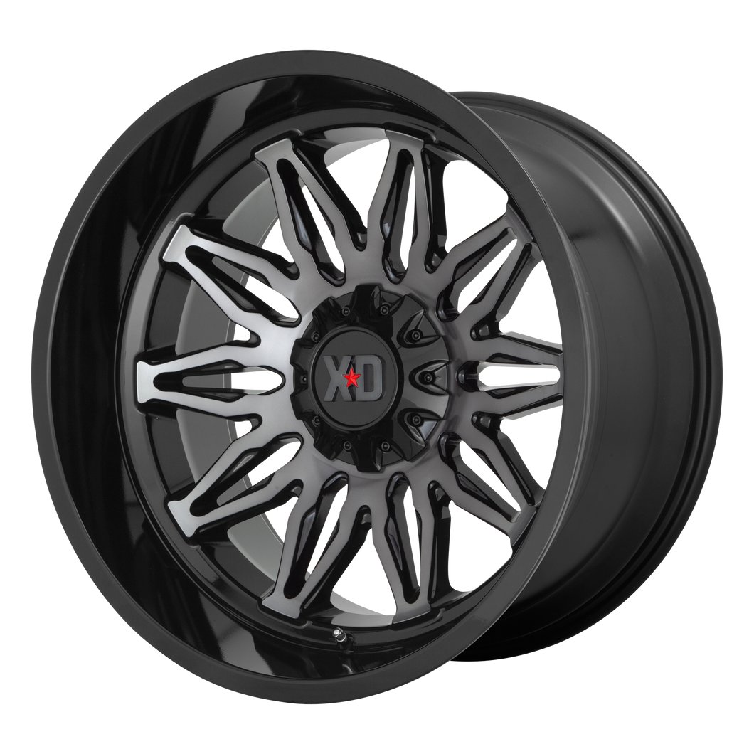 22x12 6x135/6x139.7 XD Series Offroad Wheels XD859 Gunner Gloss Black Machined With Gray Tint -44 offset 106.1 hub