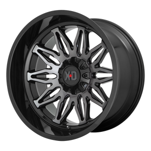 22x10 6x135/6x139.7 XD Series Offroad Wheels XD859 Gunner Gloss Black Machined With Gray Tint -18 offset 106.1 hub