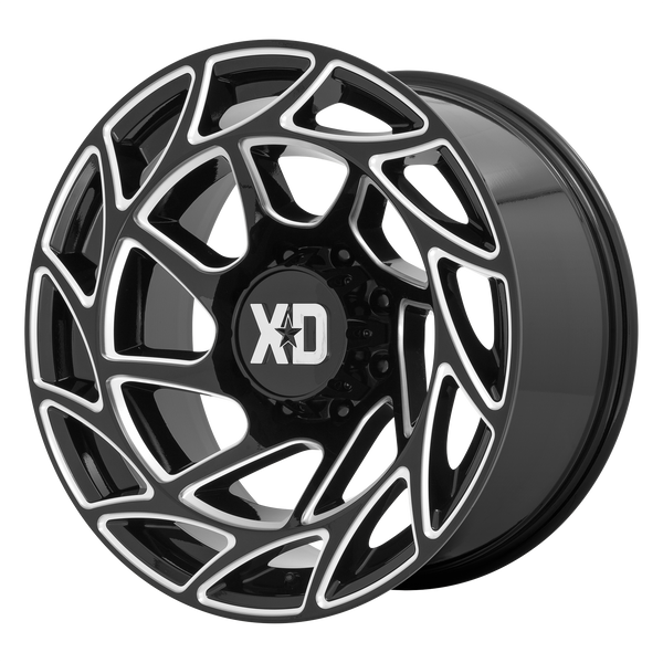 20x9 5x127 XD Series Offroad Wheels XD860 Onslaught Gloss Black Milled 0 offset 71.5 hub