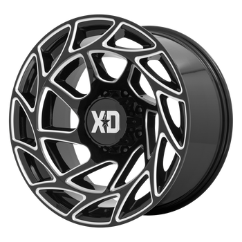 20x9 5x127 XD Series Offroad Wheels XD860 Onslaught Gloss Black Milled 0 offset 71.5 hub