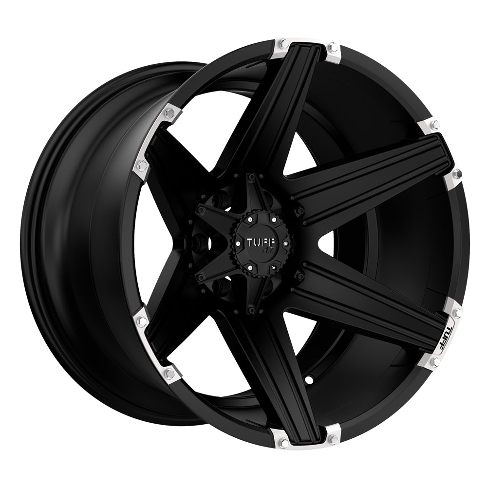 20x12 8x170 Tuff Wheels T12 Satin Black With Milled Spokes -45 offset 130.81 hub