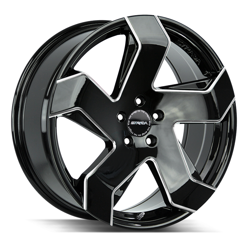 22x9 Strada Wheels Coltello 5x115 15 ET 72.6 hub - Gloss Black Milled Edge