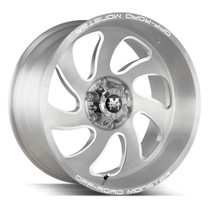 20x10 Off Road Monster Wheels M07 5x139.7 -44 ET 78.1 hub - Brushed Face Silver