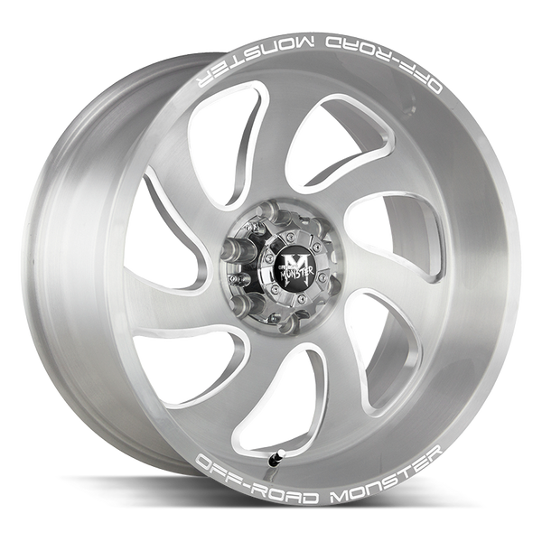 20x10 Off Road Monster Wheels M07 5x139.7 -44 ET 78.1 hub - Brushed Face Silver