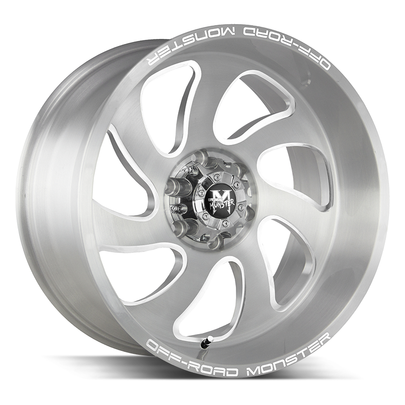 20x10 Off Road Monster Wheels M07 5x139.7 -44 ET 78.1 hub - Brushed Face Silver