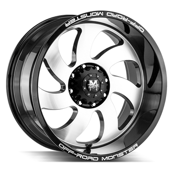 22x12 Off Road Monster Wheels M07 6x139.7 -44 ET 106.4 hub - Gloss Black Machined