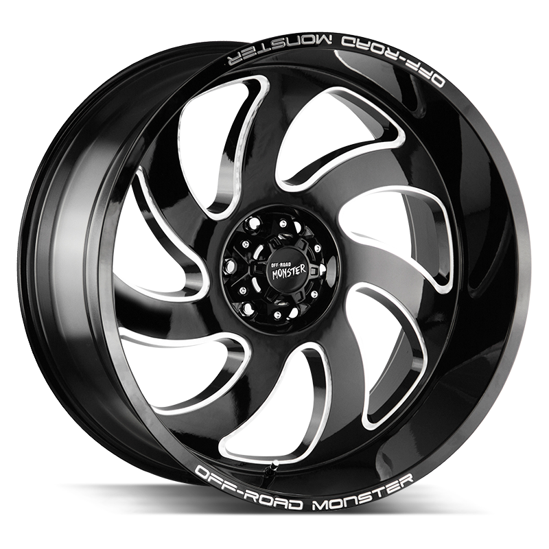 22x12 Off Road Monster Wheels M07 BLANK 0 ET 78.1 hub - Gloss Black Milled