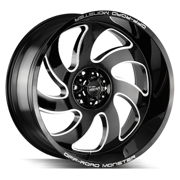 20x10 Off Road Monster Wheels M07 5x150 -44 ET 110.3 hub - Gloss Black Milled