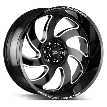 20x10 Off Road Monster Wheels M07 5x150 -44 ET 110.3 hub - Gloss Black Milled