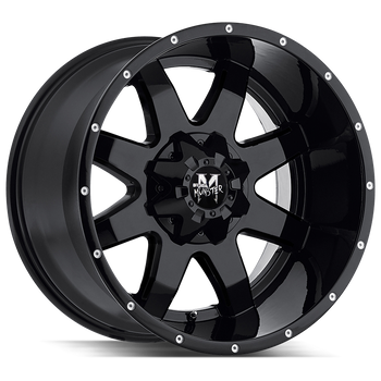 20x12 Off Road Monster Wheels M08 5x127 -44 ET 78.1 hub - All Gloss Black
