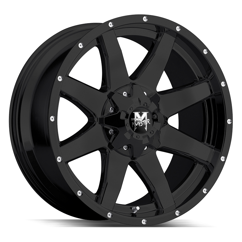 18x9 Off Road Monster Wheels M08 6x135 -44 ET 106.4 hub - Flat Black