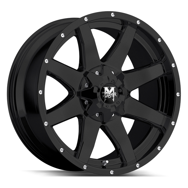 20x9 Off Road Monster Wheels M08 8x165.1 -76 ET 125.2 hub - Flat Black
