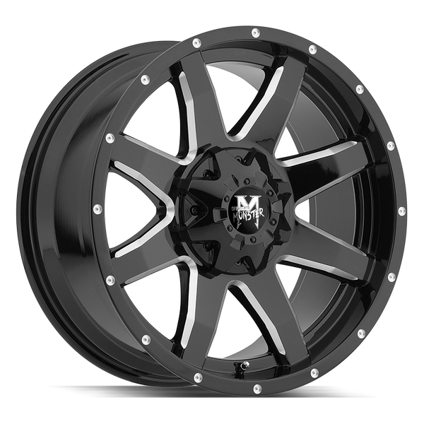 20x12 Off Road Monster Wheels M08 5x127 -44 ET 78.1 hub - Gloss Black Milled