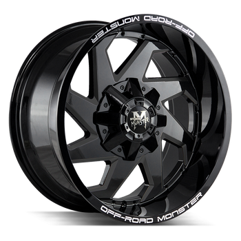 20x10 Off Road Monster Wheels M09 BLANK -44 ET 125.2 hub - All Gloss Black