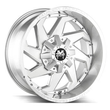 20x10 Off Road Monster Wheels M09 8x165.1 -44 ET 125.2 hub - Brushed Face Silver