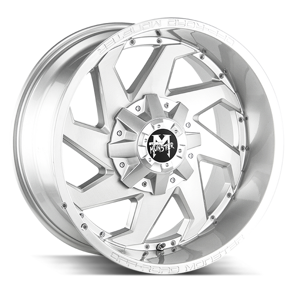 20x10 Off Road Monster Wheels M09 6x135 -19 ET 106.4 hub - Brushed Face Silver