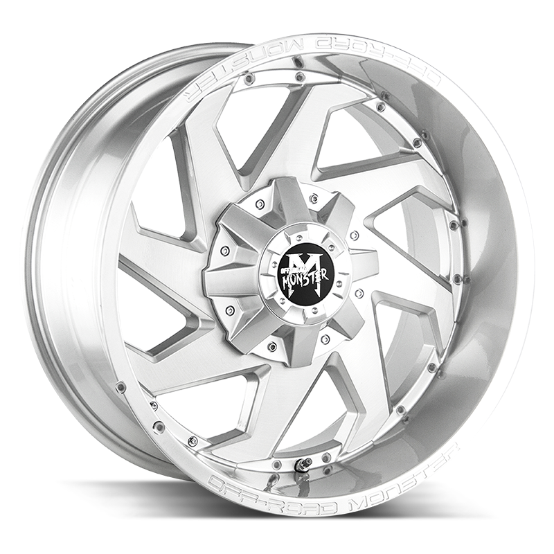 20x10 Off Road Monster Wheels M09 6x135 -19 ET 106.4 hub - Brushed Face Silver