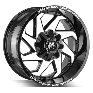 20x10 Off Road Monster Wheels M09 6x135 -44 ET 106.4 hub - Gloss Black Machined