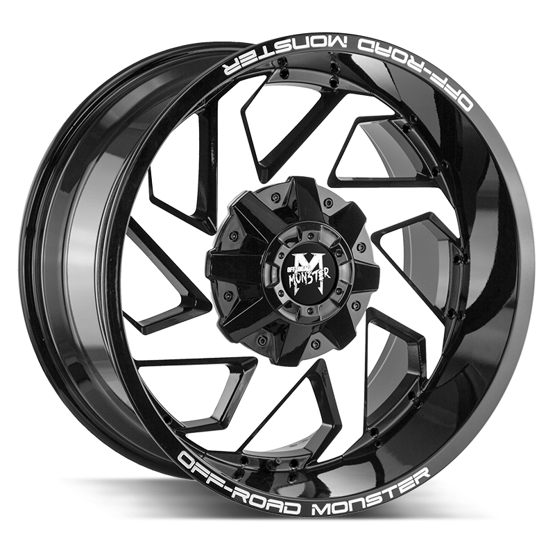 20x10 Off Road Monster Wheels M09 6x135 -44 ET 106.4 hub - Gloss Black Machined