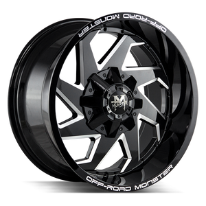 20x10 Off Road Monster Wheels M09 6x135 -44 ET 106.4 hub - Gloss Black Milled